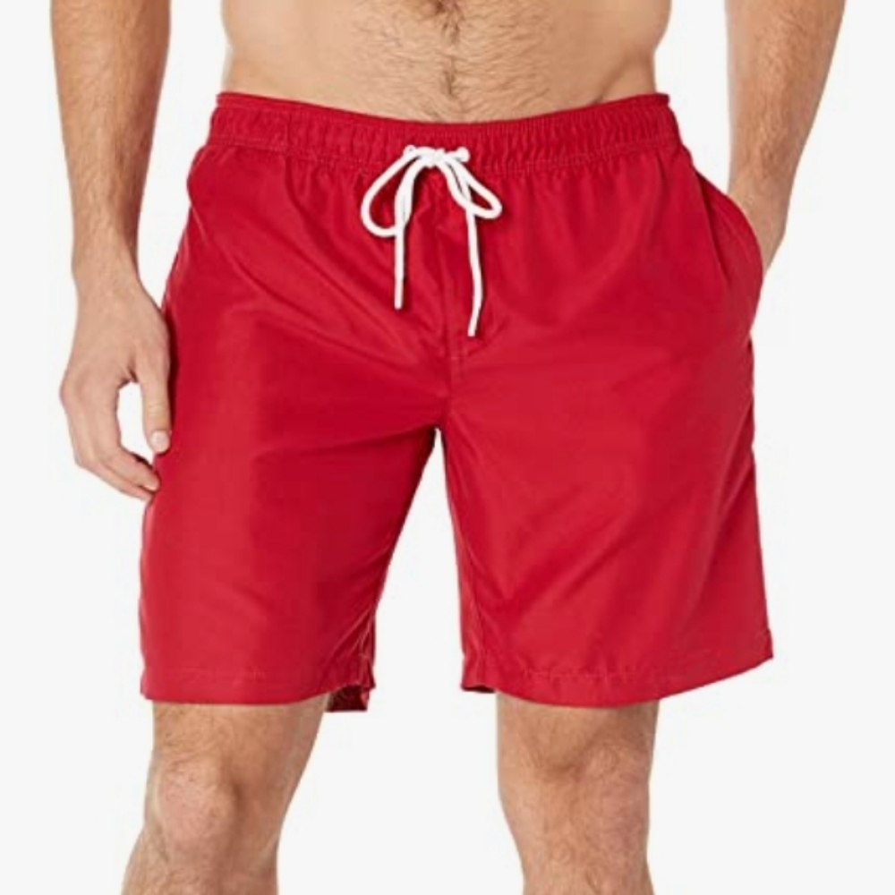 🎯nwt amazon red swim trunks